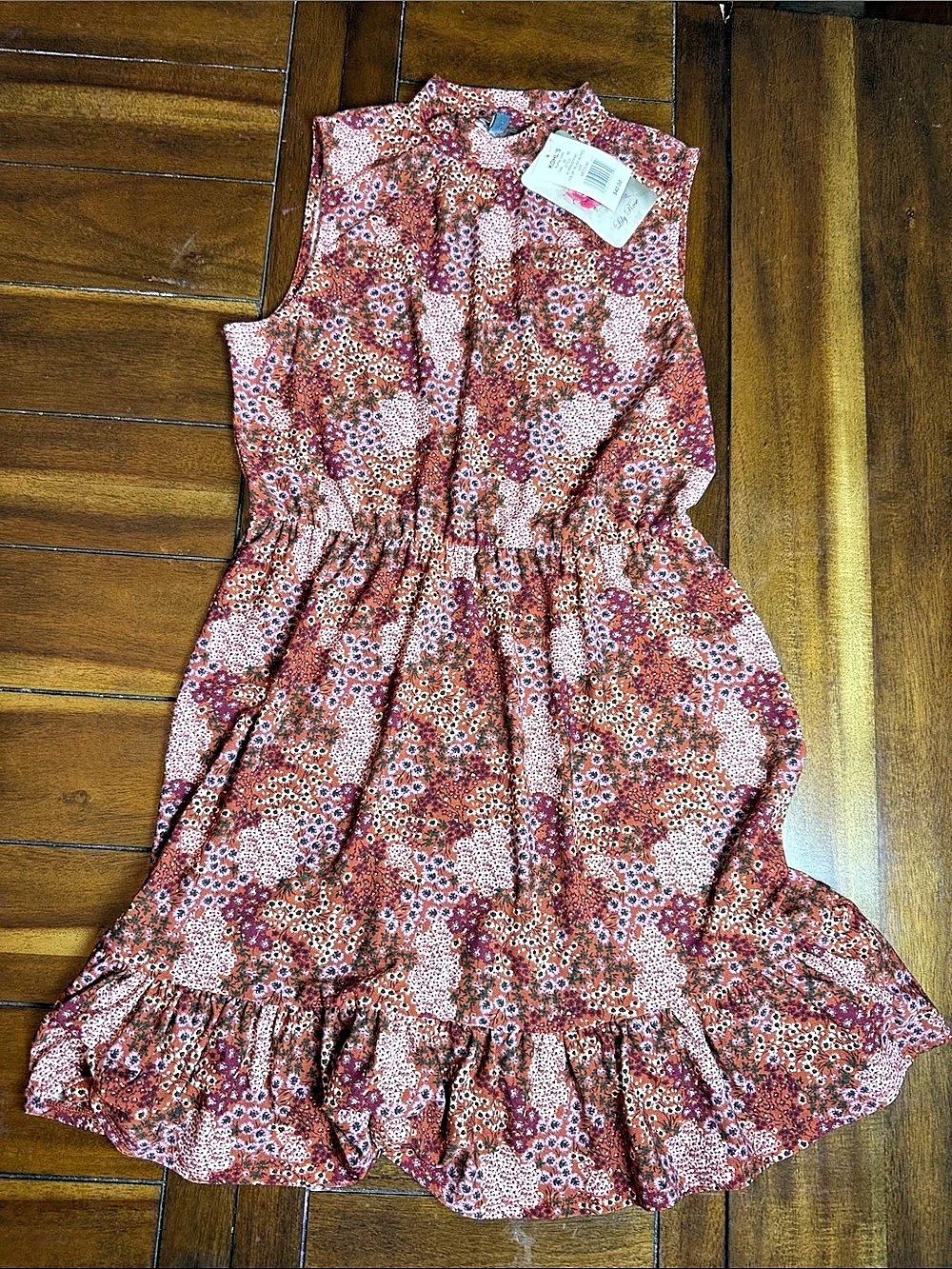 Lily Rose Floral Ruffle Dress orange Medium NWT